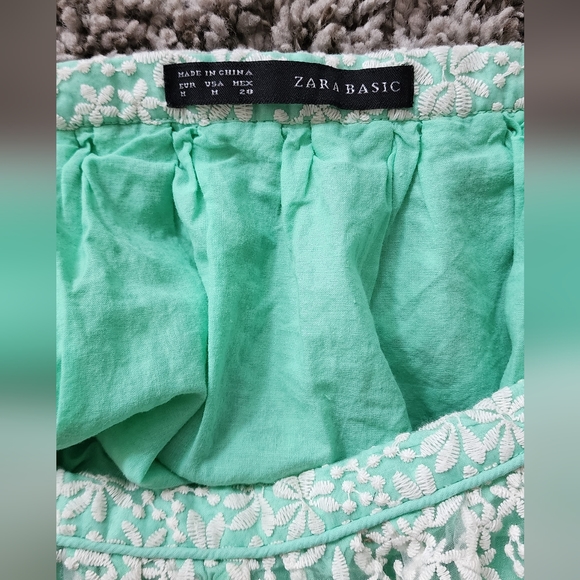 Zara Skirt | Zara Basic Mint Floral Print A-line Skirt - Picture 5 of 10